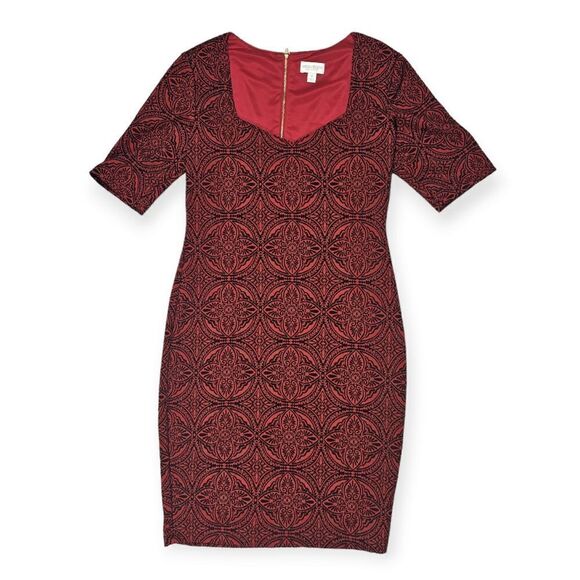 Bisou Bisou Dresses & Skirts - Bisou Bisou Red and Black Quarter Sleeve Mini Dress Women's Size 12